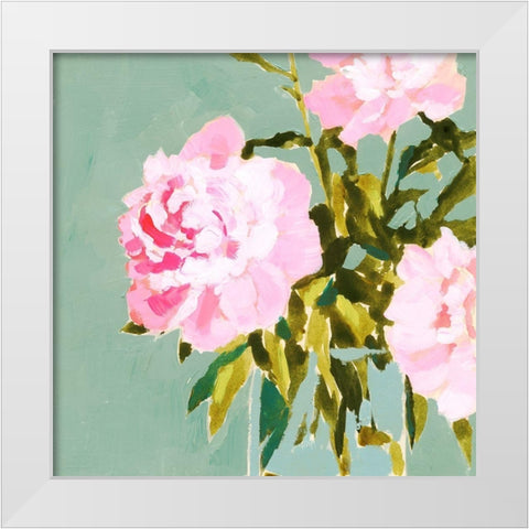 Popping Peonies IV White Modern Wood Framed Art Print by Barnes, Victoria