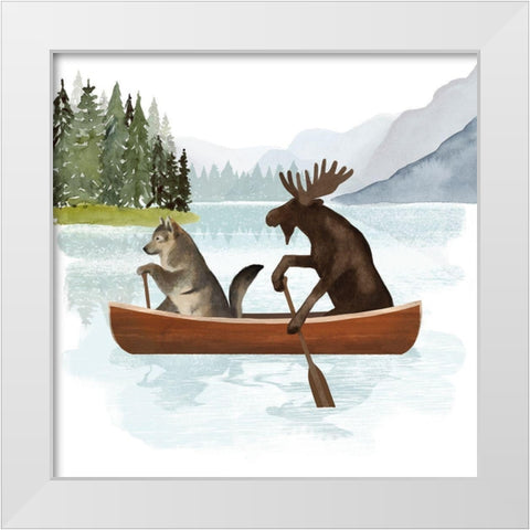 Canoe Trip II White Modern Wood Framed Art Print by Barnes, Victoria