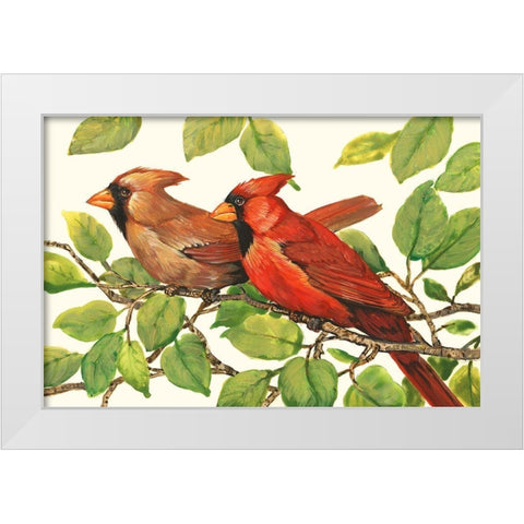 Cardinals White Modern Wood Framed Art Print by OToole, Tim