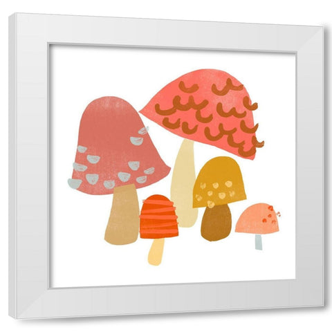 Cupcake Mushrooms I White Modern Wood Framed Art Print by Vess, June Erica