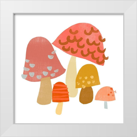 Cupcake Mushrooms I White Modern Wood Framed Art Print by Vess, June Erica