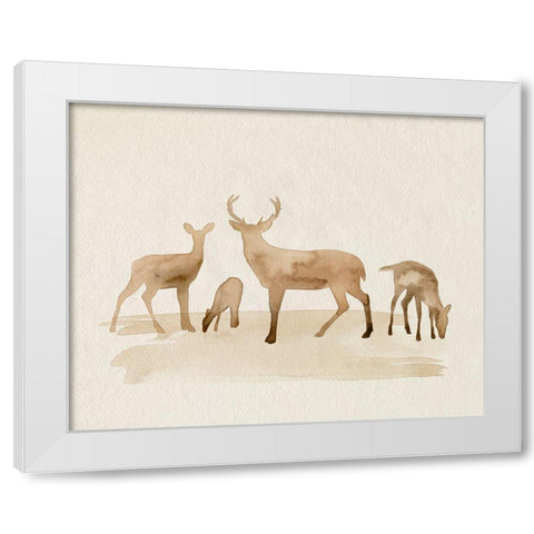 Whitetail Herd I White Modern Wood Framed Art Print by Popp, Grace