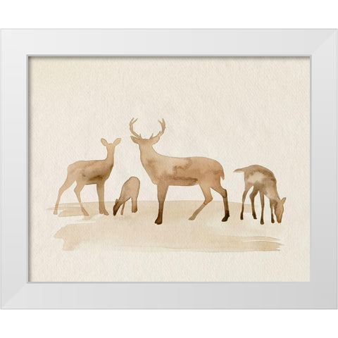 Whitetail Herd I White Modern Wood Framed Art Print by Popp, Grace