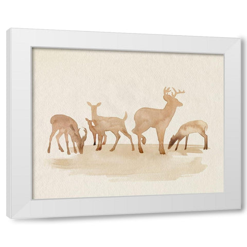 Whitetail Herd II White Modern Wood Framed Art Print by Popp, Grace