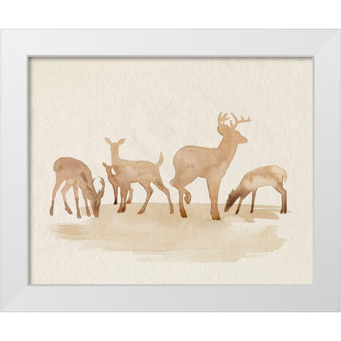 Whitetail Herd II White Modern Wood Framed Art Print by Popp, Grace