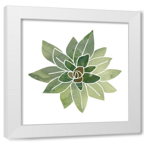 Succulent Cameo I White Modern Wood Framed Art Print by Vess, June Erica