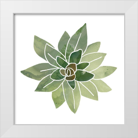 Succulent Cameo I White Modern Wood Framed Art Print by Vess, June Erica