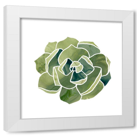 Succulent Cameo III White Modern Wood Framed Art Print by Vess, June Erica