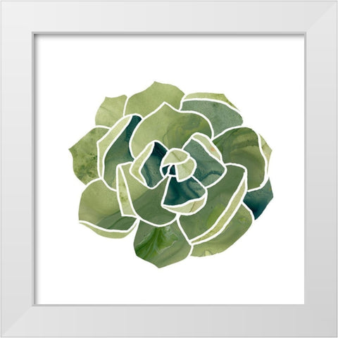 Succulent Cameo III White Modern Wood Framed Art Print by Vess, June Erica