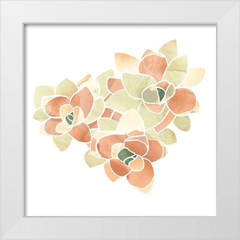 Succulent Cameo VII White Modern Wood Framed Art Print by Vess, June Erica
