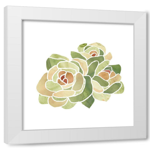 Succulent Cameo XV White Modern Wood Framed Art Print by Vess, June Erica