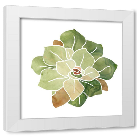 Succulent Cameo XVI White Modern Wood Framed Art Print by Vess, June Erica