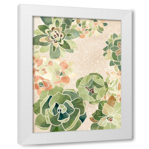 Stained Glass Succulents I White Modern Wood Framed Art Print by Vess, June Erica