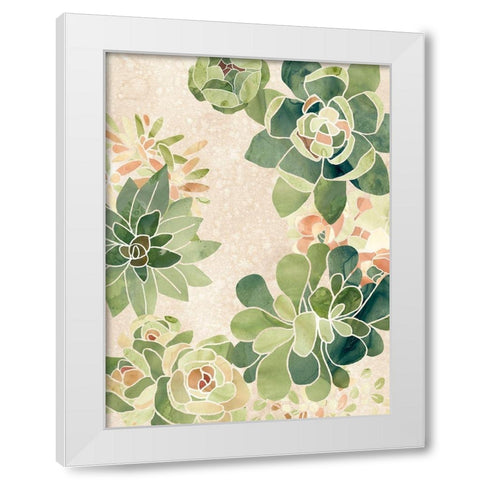 Stained Glass Succulents II White Modern Wood Framed Art Print by Vess, June Erica