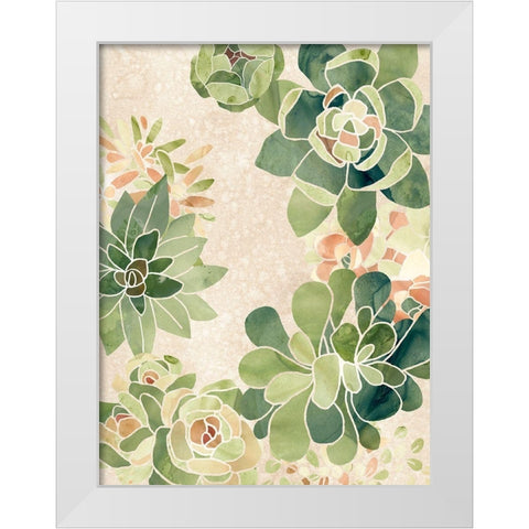 Stained Glass Succulents II White Modern Wood Framed Art Print by Vess, June Erica