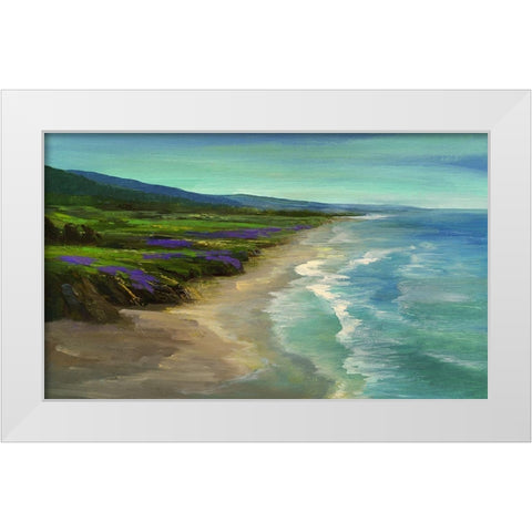 Montara Beach White Modern Wood Framed Art Print by Finch, Sheila