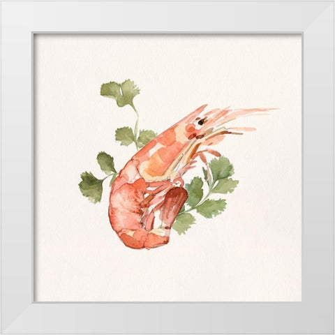 Shrimp for Dinner I White Modern Wood Framed Art Print by Caroline, Emma