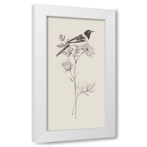 Nature with Bird I White Modern Wood Framed Art Print by Wang, Melissa