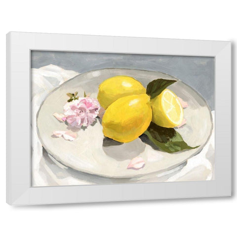 Lemons on a Plate II White Modern Wood Framed Art Print by Barnes, Victoria