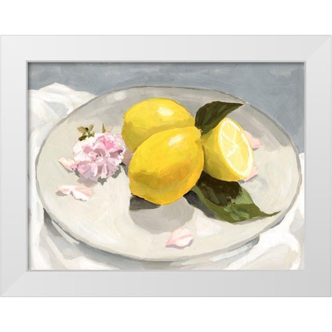 Lemons on a Plate II White Modern Wood Framed Art Print by Barnes, Victoria