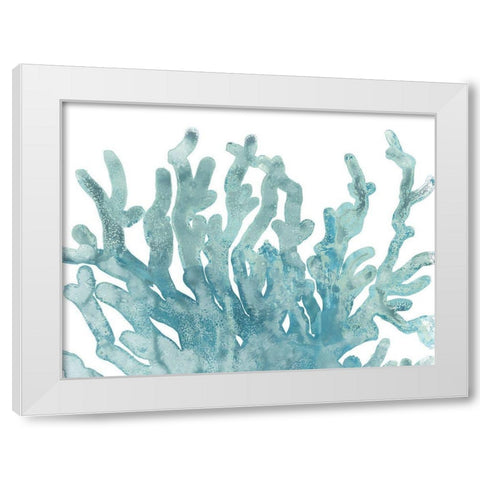 Blue Macro Coral III White Modern Wood Framed Art Print by Vess, June Erica