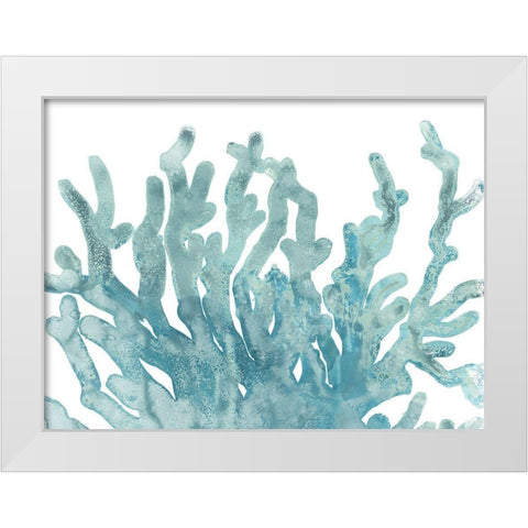 Blue Macro Coral III White Modern Wood Framed Art Print by Vess, June Erica