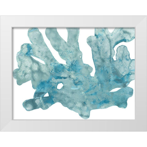 Blue Macro Coral IV White Modern Wood Framed Art Print by Vess, June Erica