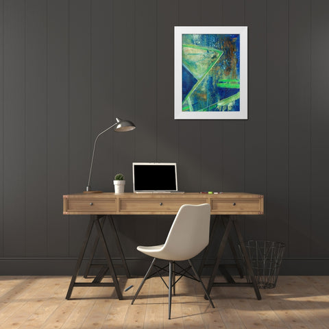 Geometric in Cool VII White Modern Wood Framed Art Print by Combs, Joyce