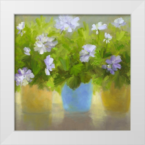 Geraniums IV White Modern Wood Framed Art Print by Finch, Sheila
