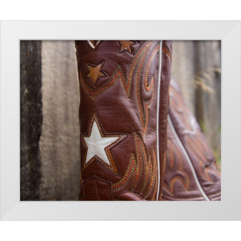 Boots with Star White Modern Wood Framed Art Print by Jasper, Sisa