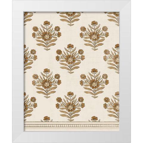 Block Print Blooms I White Modern Wood Framed Art Print by Barnes, Victoria