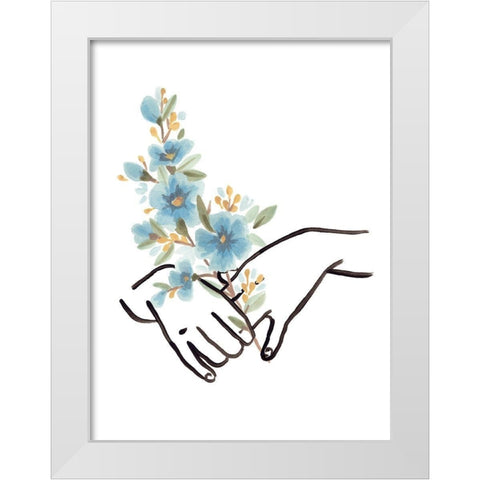 Hands and Flowers I White Modern Wood Framed Art Print by Vess, June Erica