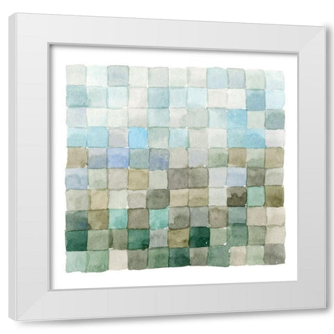 Aquatic Grid II White Modern Wood Framed Art Print by Caroline, Emma