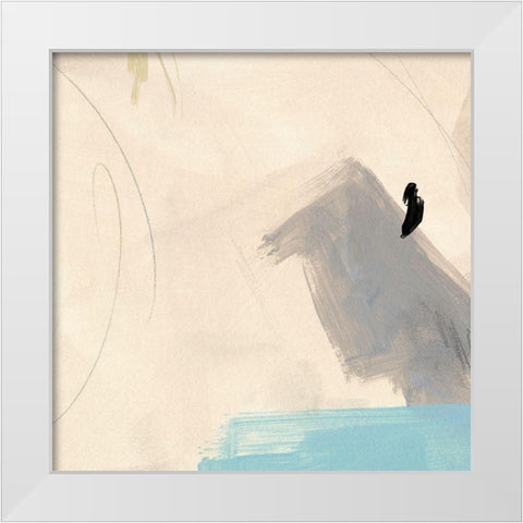 Blue Tile I White Modern Wood Framed Art Print by Green, Jacob
