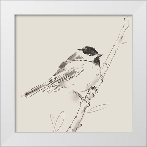 Black Capped Chickadee I White Modern Wood Framed Art Print by Green, Jacob