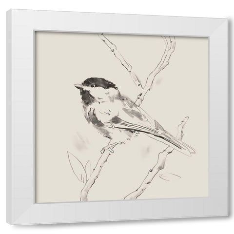 Black Capped Chickadee II White Modern Wood Framed Art Print by Green, Jacob
