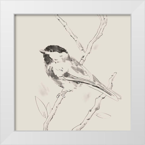 Black Capped Chickadee II White Modern Wood Framed Art Print by Green, Jacob