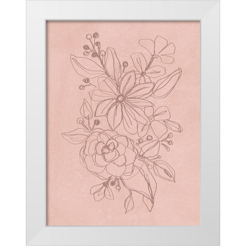 Rosetone Blossoms I White Modern Wood Framed Art Print by Vess, June Erica