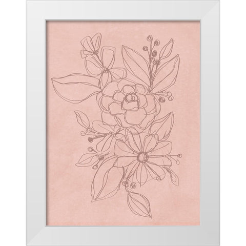 Rosetone Blossoms II White Modern Wood Framed Art Print by Vess, June Erica