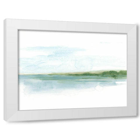 Green Ribbon Coast I White Modern Wood Framed Art Print by Vess, June Erica