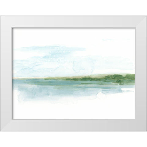 Green Ribbon Coast I White Modern Wood Framed Art Print by Vess, June Erica