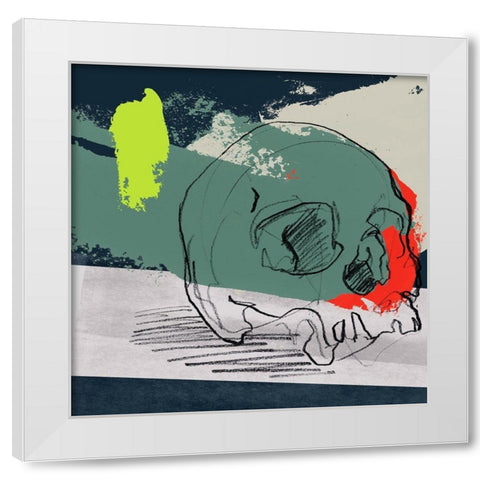 Mod Skull Collage I White Modern Wood Framed Art Print by Parker, Jennifer Paxton