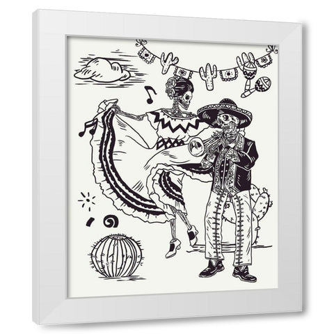 Day of the Dead Parade I White Modern Wood Framed Art Print by Wang, Melissa