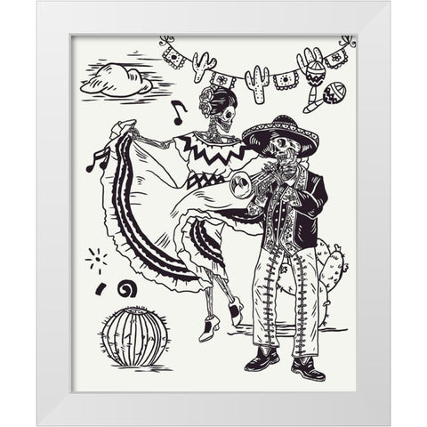 Day of the Dead Parade I White Modern Wood Framed Art Print by Wang, Melissa