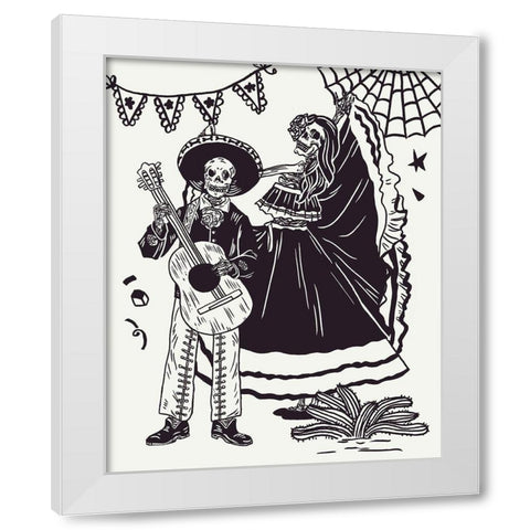 Day of the Dead Parade II White Modern Wood Framed Art Print by Wang, Melissa