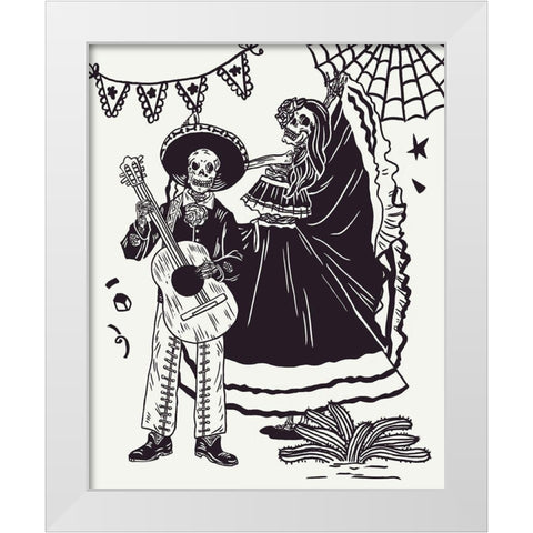 Day of the Dead Parade II White Modern Wood Framed Art Print by Wang, Melissa