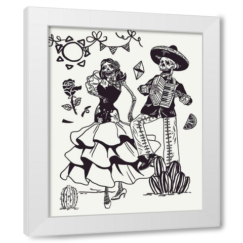 Day of the Dead Parade III White Modern Wood Framed Art Print by Wang, Melissa