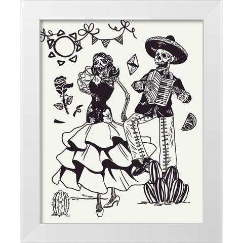 Day of the Dead Parade III White Modern Wood Framed Art Print by Wang, Melissa