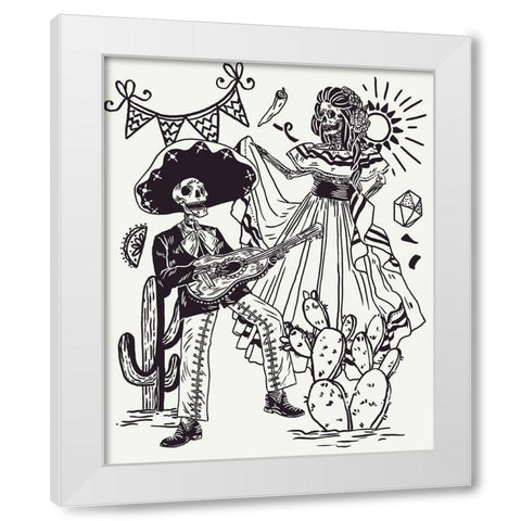 Day of the Dead Parade IV White Modern Wood Framed Art Print by Wang, Melissa