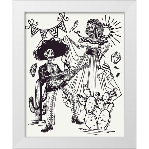 Day of the Dead Parade IV White Modern Wood Framed Art Print by Wang, Melissa